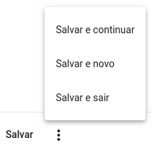 opções botão de salvar